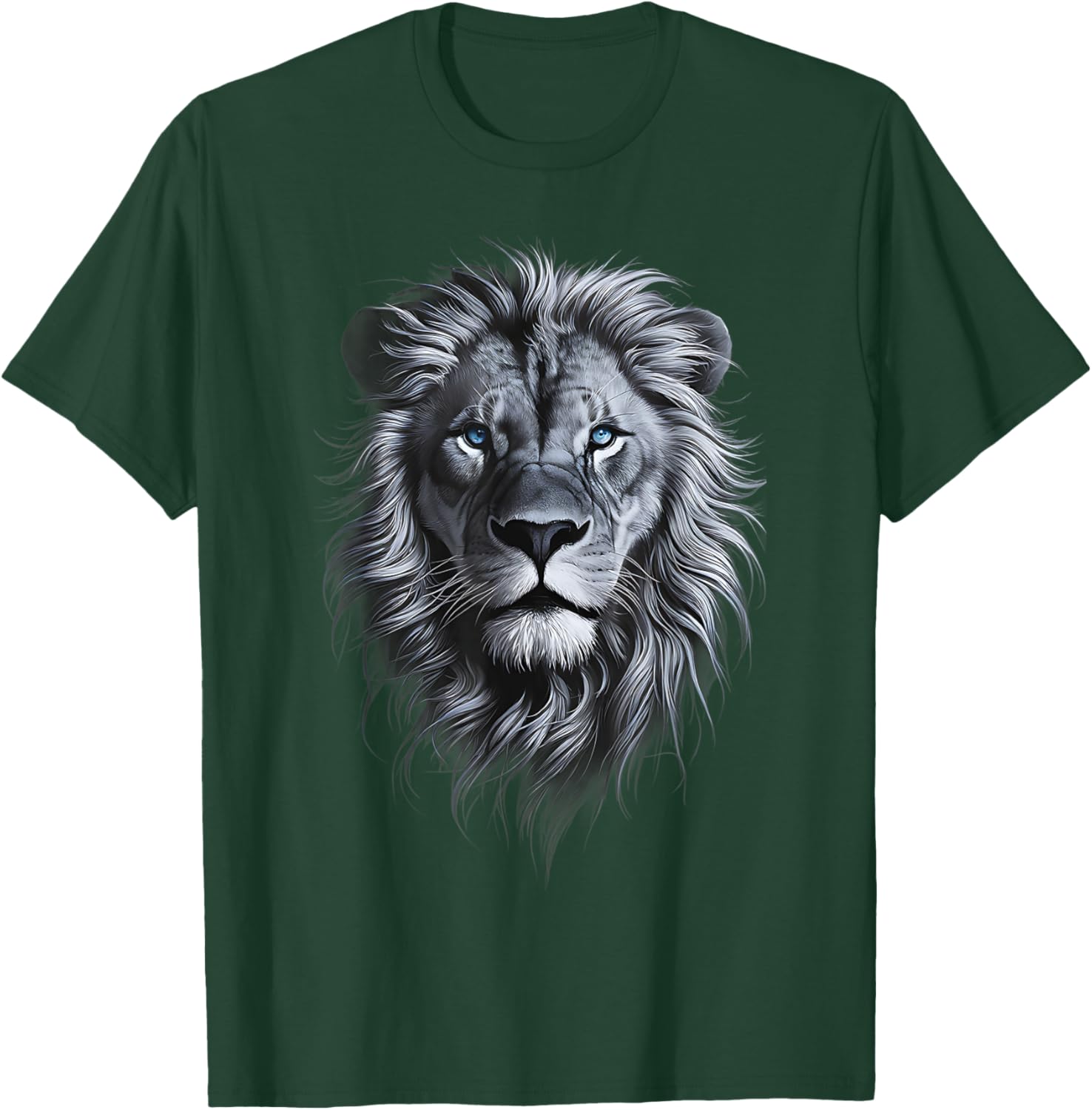 Lion Head With Blue Eyes Black art for lions lover Animals T-Shirt - T-Shirt | Forest