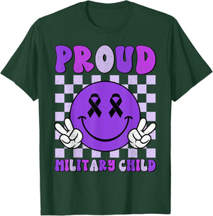 Purple Up for Military Kids Smile Face Military Child Month T-Shirt - T-Shirt | Forest
