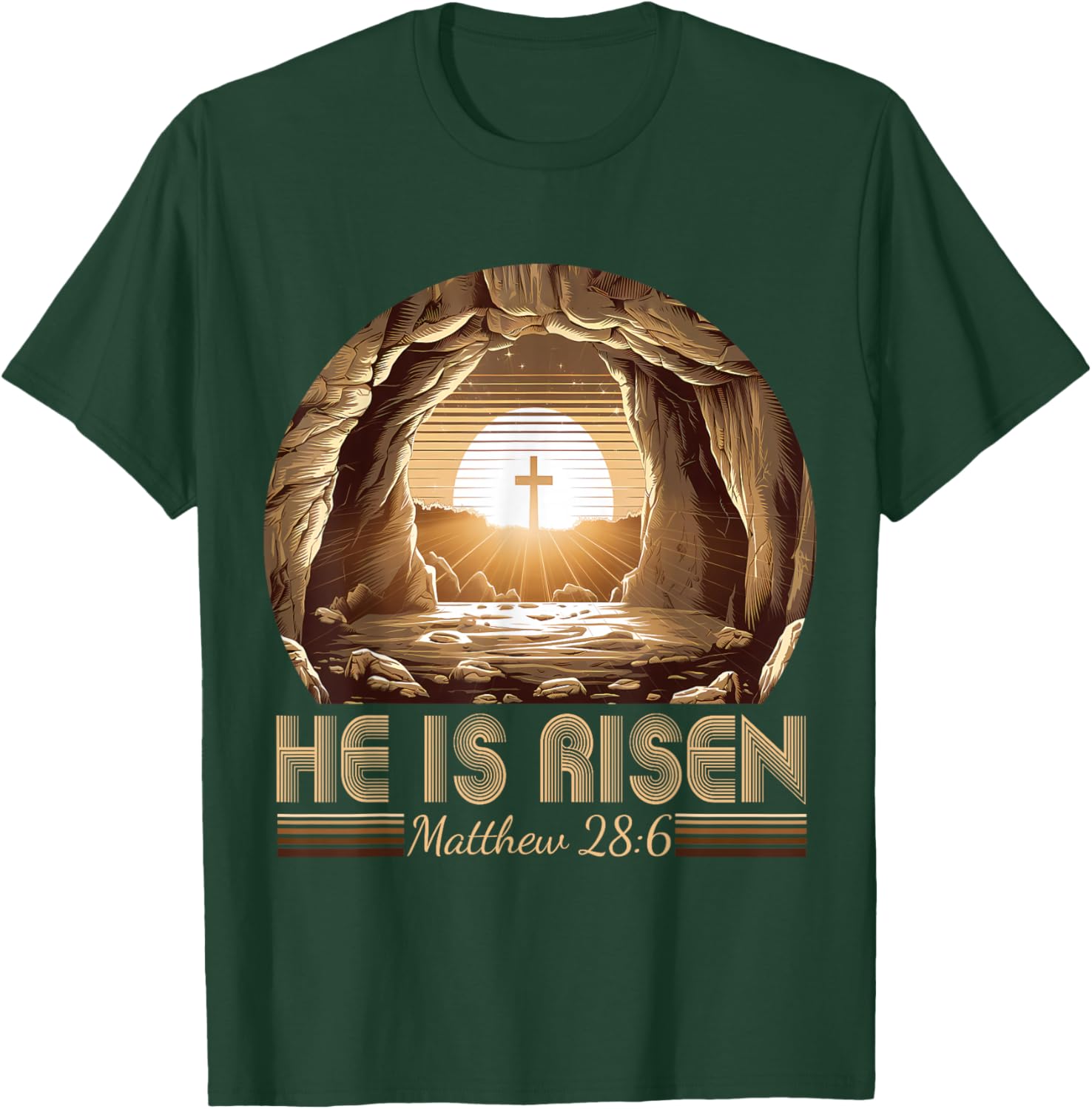 Easter Christian He Is Risen Jesus Empty Tomb Men Women Kids T-Shirt - T-Shirt | Forest
