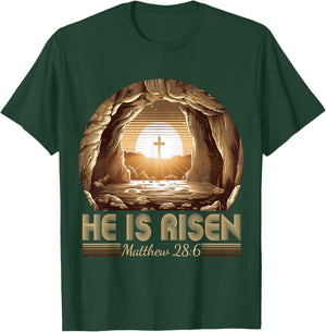 Easter Christian He Is Risen Jesus Empty Tomb Men Women Kids T-Shirt - T-Shirt | Forest