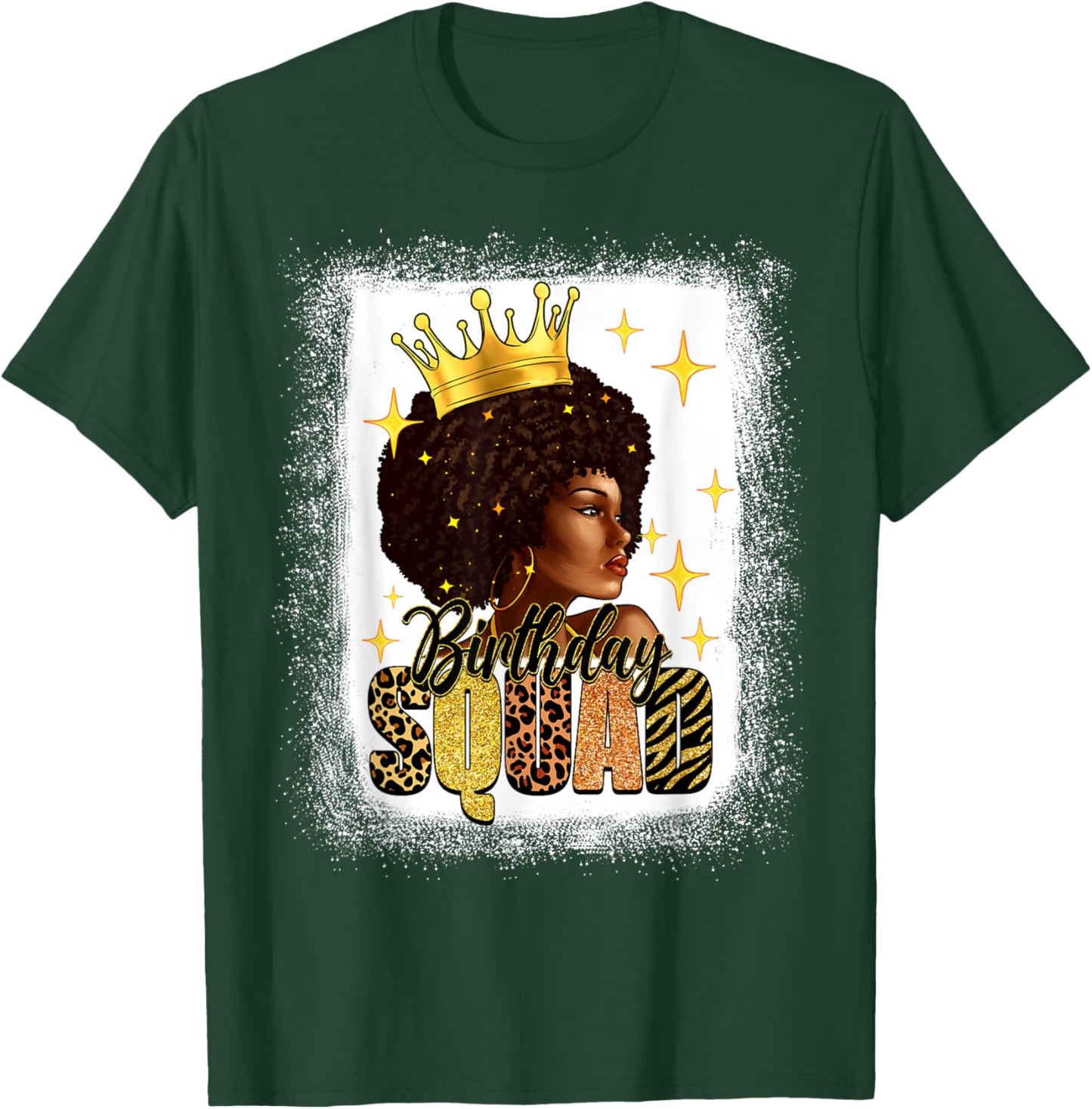 Afro Melanin Woman Bleached African American Birthday Squad T-Shirt - T-Shirt | Forest