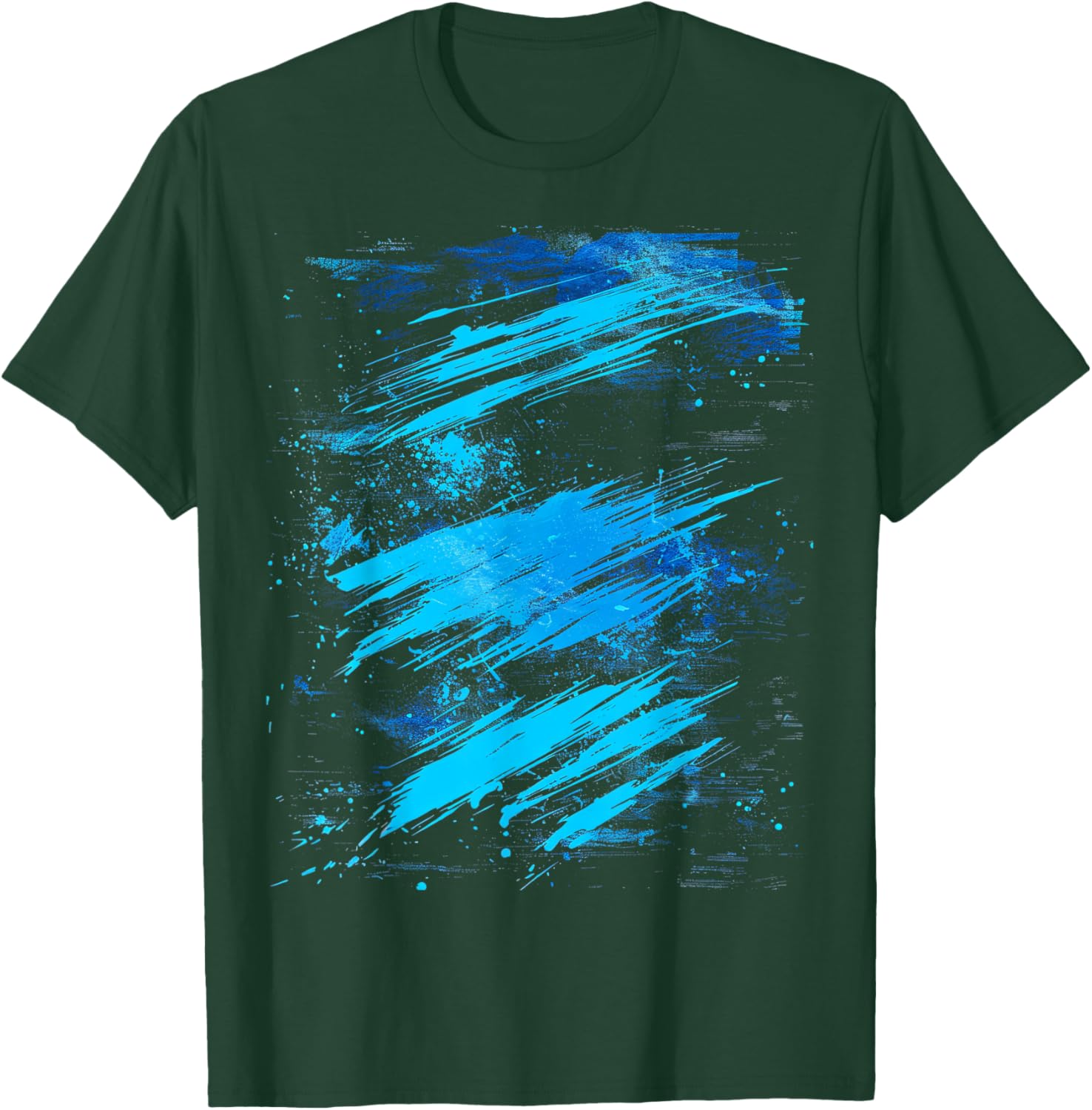 Abstract Blue and Black Dynamic Splatter T-Shirt - T-Shirt | Forest