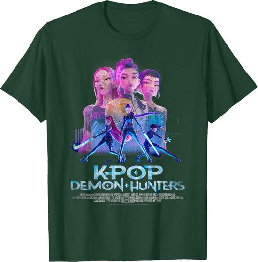 KPop Demon Hunters Huntrix Billboard Officially Licensed T-Shirt - T-Shirt | Forest