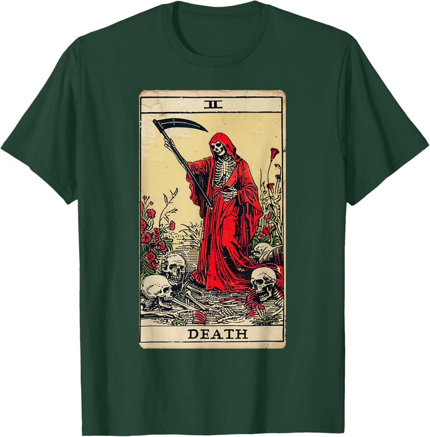 Vintage Death Tarot Card Black Gothic Skull Dead Reaper Grim T-Shirt - T-Shirt | Forest