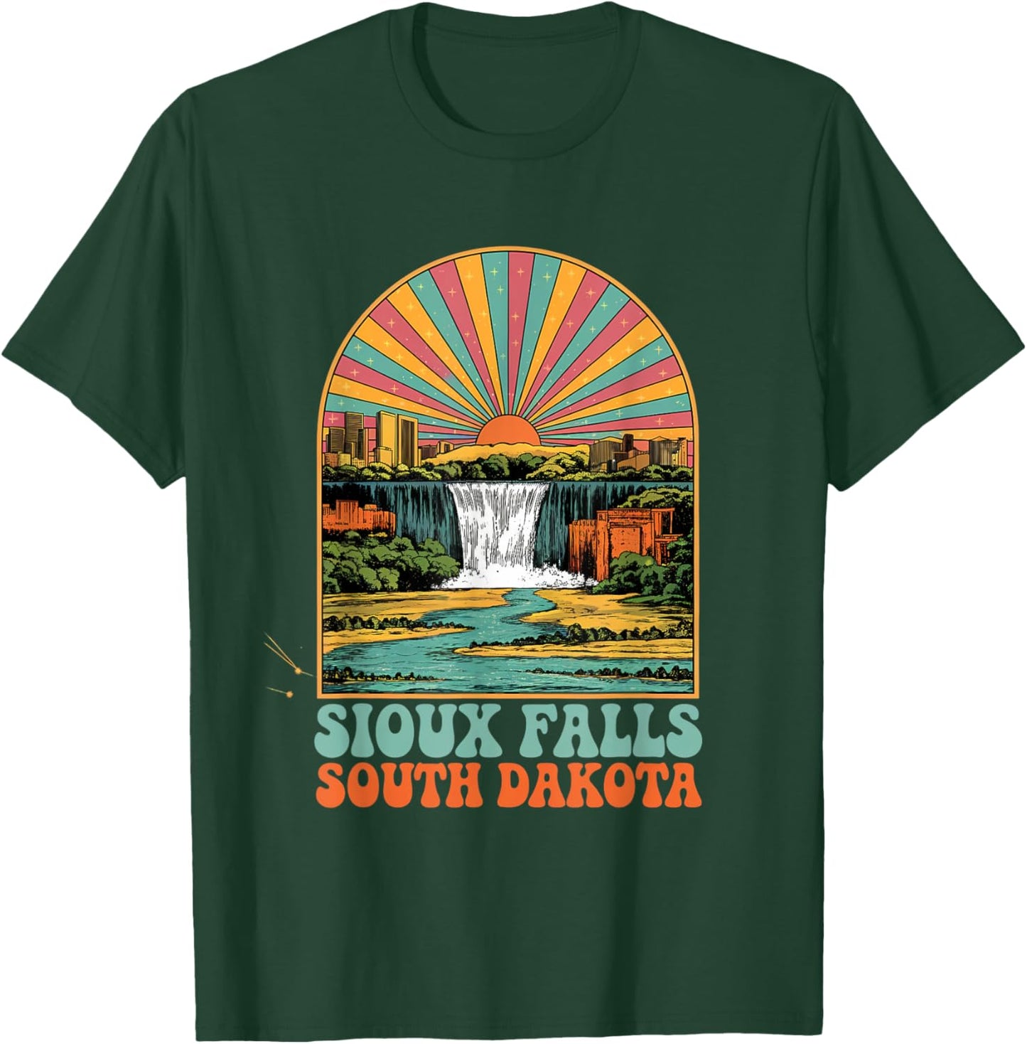 Retro Sioux Falls South Dakota Sunset Skyline Vintage T-Shirt - T-Shirt | Forest