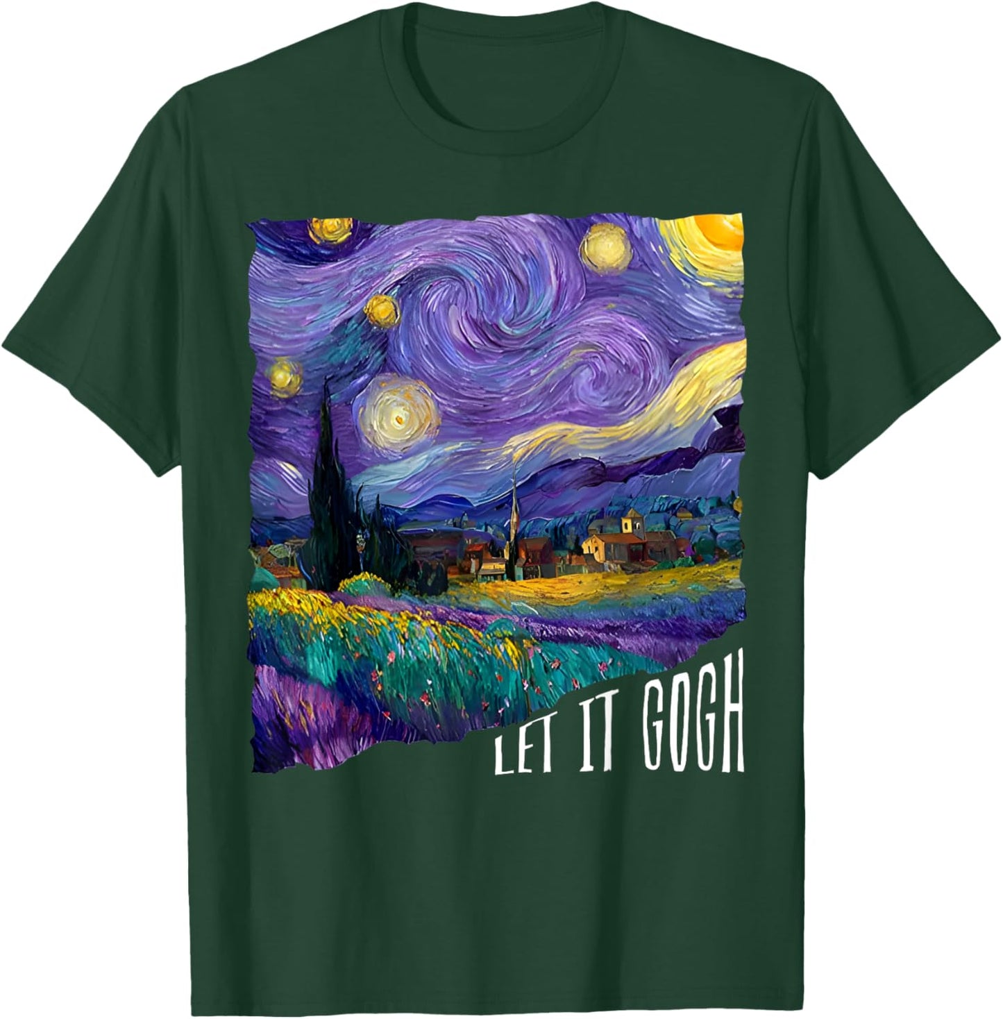 Let it Gogh Funny Vincent Van Gogh Starry Night Design T-Shirt - T-Shirt | Forest