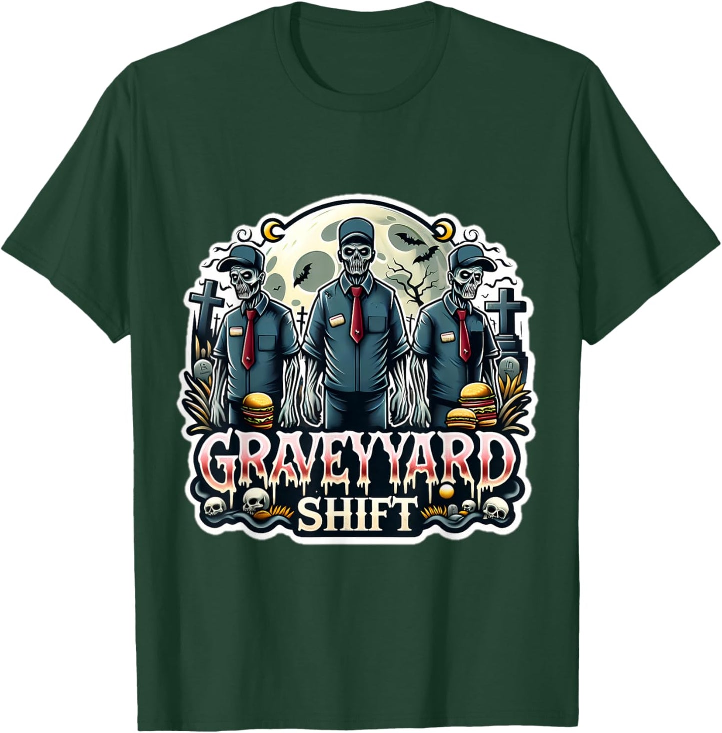 Grave yard Shift Zombie Costume Funny 2024 Halloween T-Shirt - T-Shirt | Forest