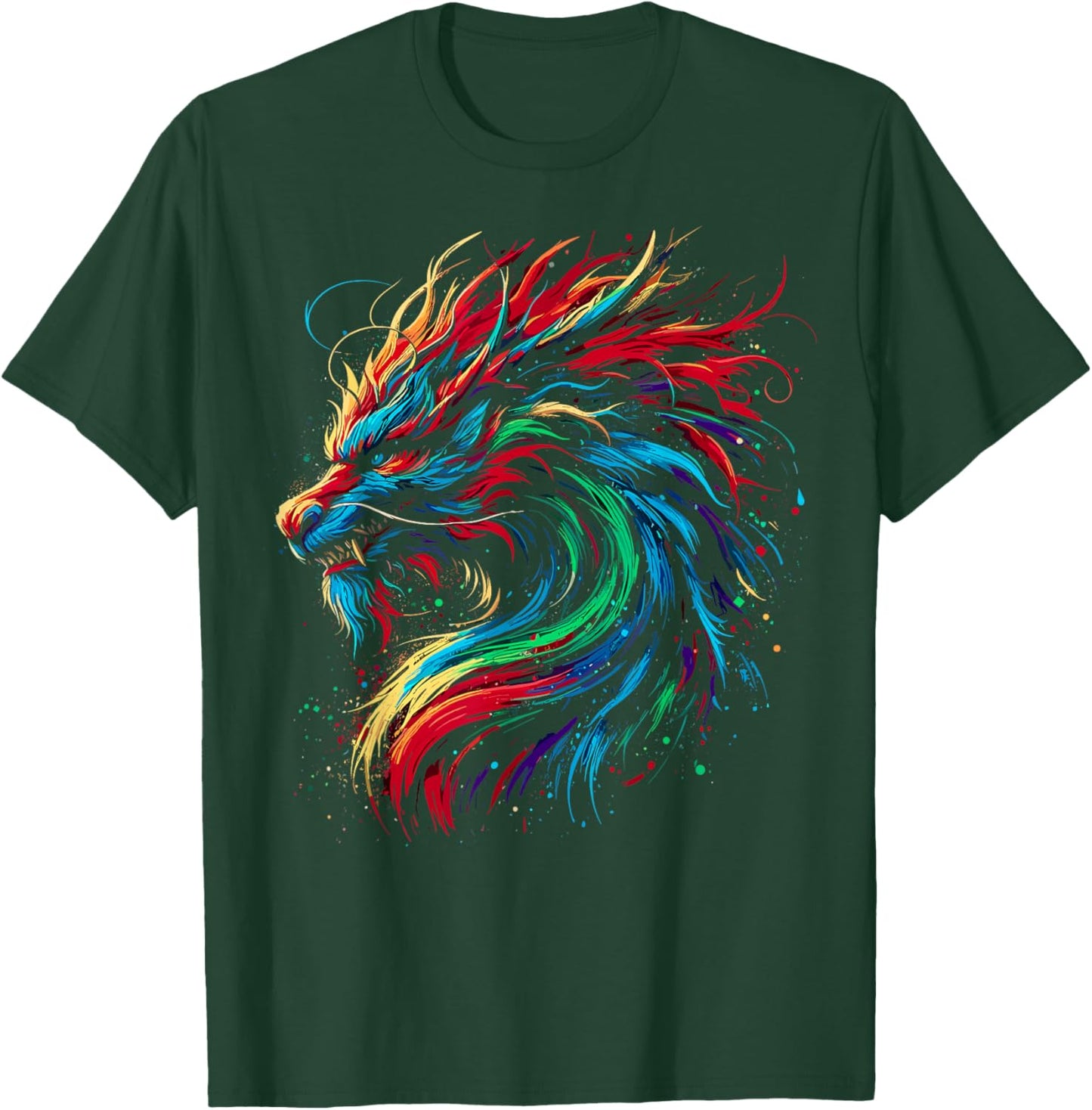 Dragon Colorful Animal Art Fantasy Dragon T-Shirt - T-Shirt | Forest