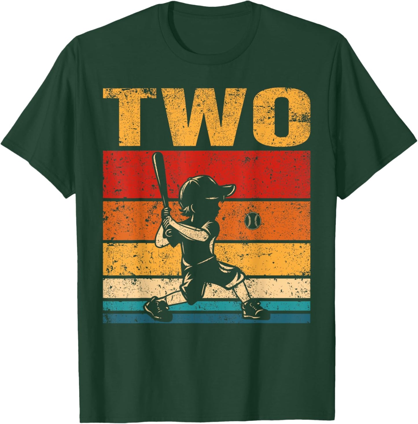 2 Year Old Baseball Boy Birthday Vintage 2nd Birthday Boy T-Shirt - T-Shirt | Forest