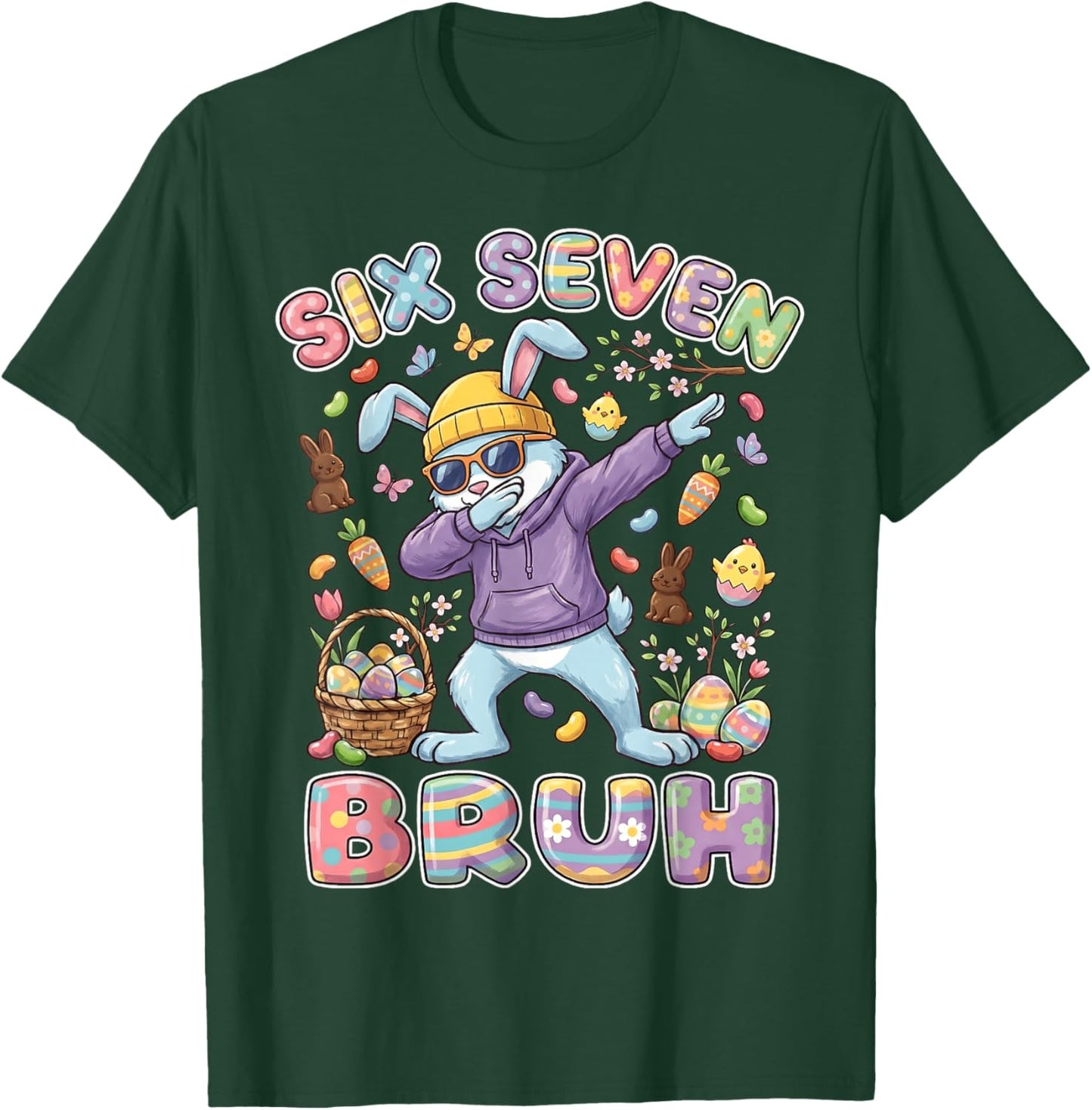 Six Seven Bruh Dabbing Bunny Rabbit 67 Easter Boys Kid Youth T-Shirt - T-Shirt | Forest