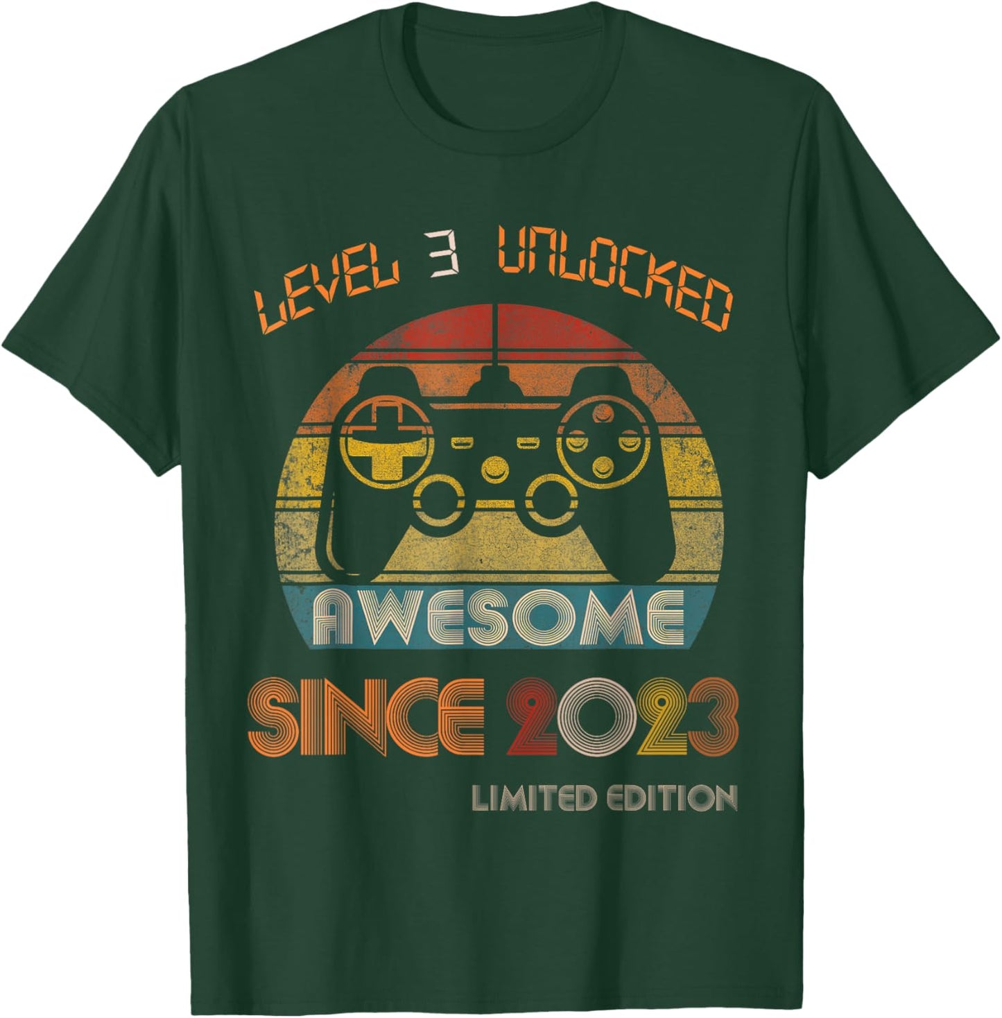 Level 3 Unlocked Awesome Since 2023 3rd Birthday Gaming T-Shirt - T-Shirt | Forest