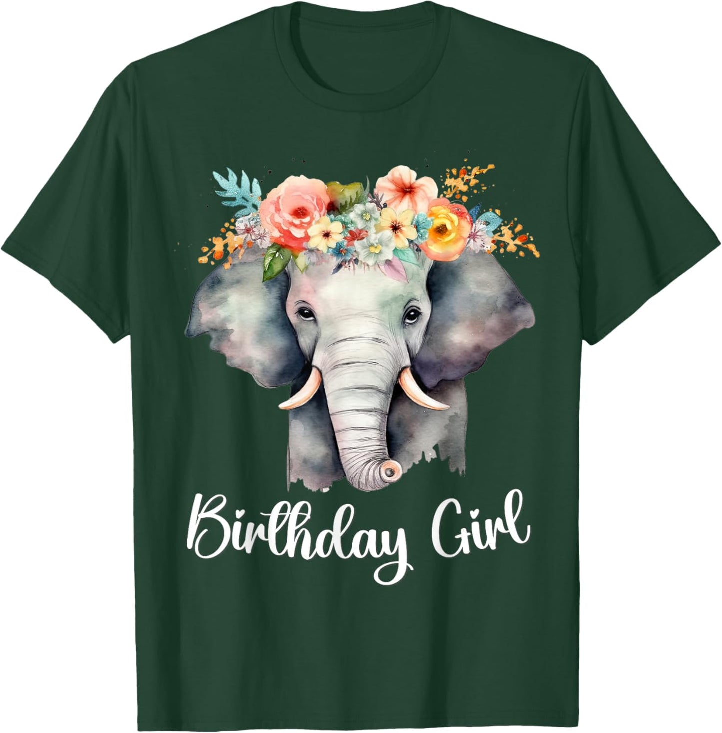Elephant with Flowers for the Birthday Girl Toddlers Women T-Shirt - T-Shirt | Forest