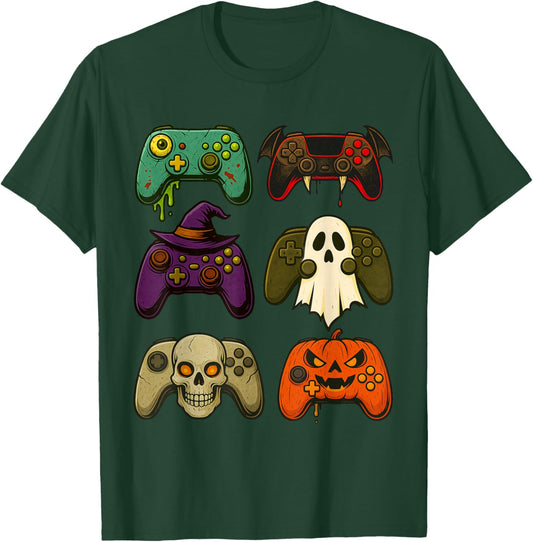 Mummy Skeleton Zombie Gaming Controllers Halloween Boys Kids T-Shirt - T-Shirt | Forest