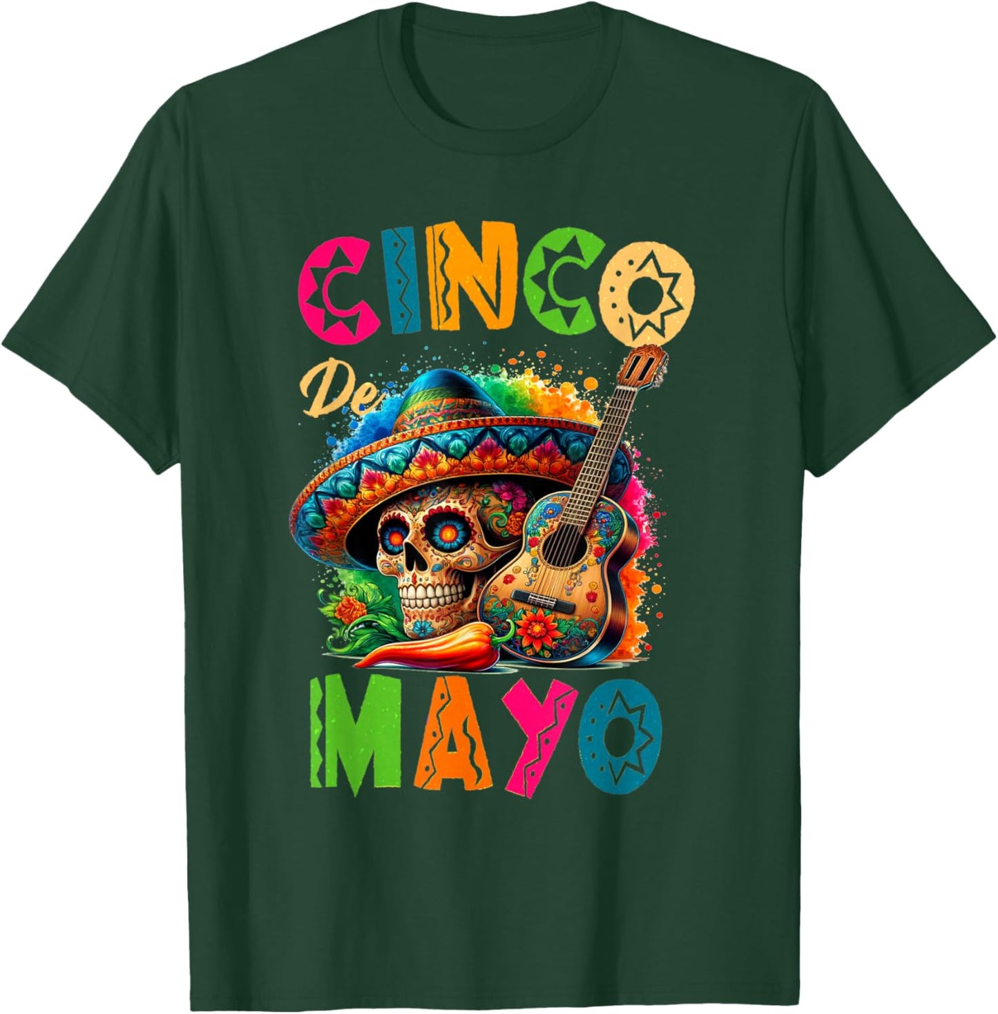 Cinco De Mayo Sugar Skull Costume 5 De Mayo Men T-Shirt - T-Shirt | Forest