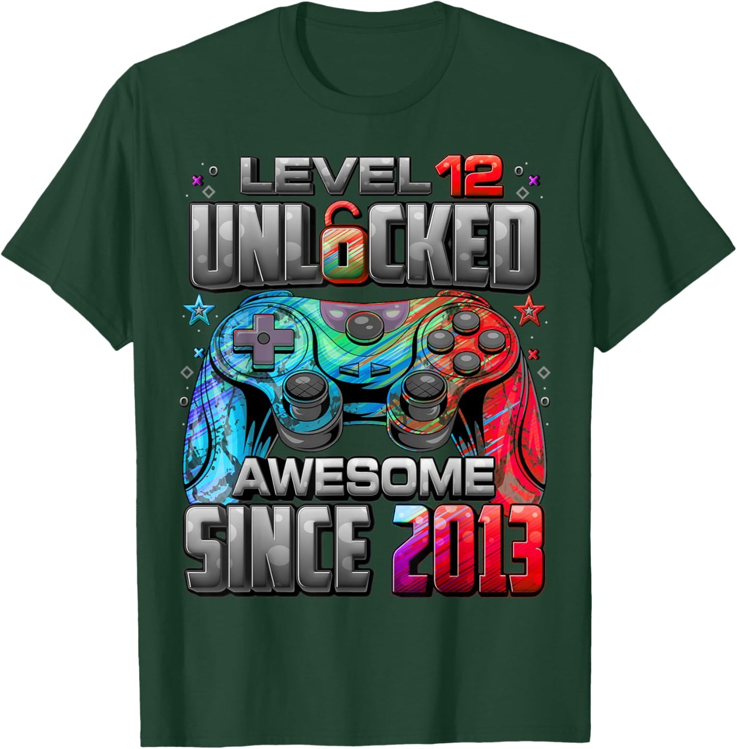 Level 12 Unlocked Awesome Since 2013 12th Birthday Gaming T-Shirt - T-Shirt | Forest