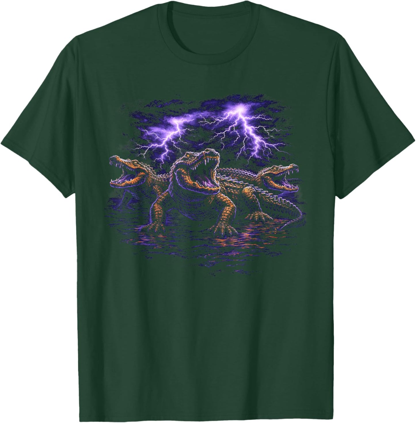 Vintage Alligator Lightnings 90s Southern Nature Graphic T-Shirt - T-Shirt | Forest