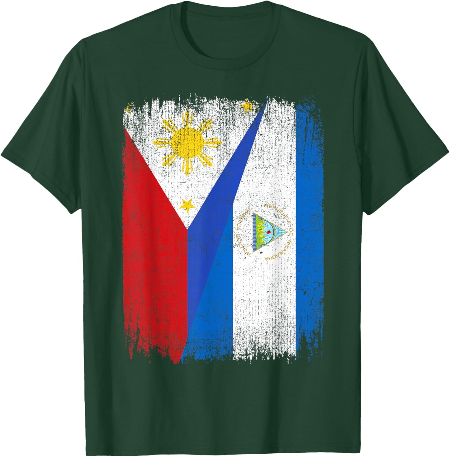Half Philippines Nicaragua Flag Filipino Nicaraguan Roots T-Shirt - T-Shirt | Forest