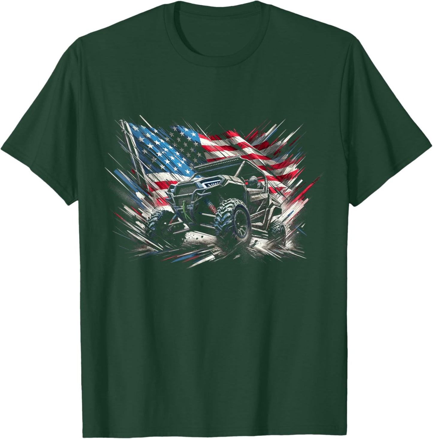 SXS UTV American flag outdoors T-Shirt - T-Shirt | Forest