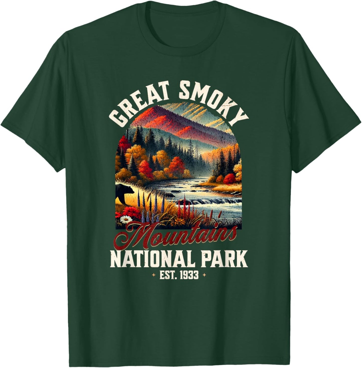 Retro Great Smoky Mountains National Park | Vintage USA T-Shirt - T-Shirt | Forest