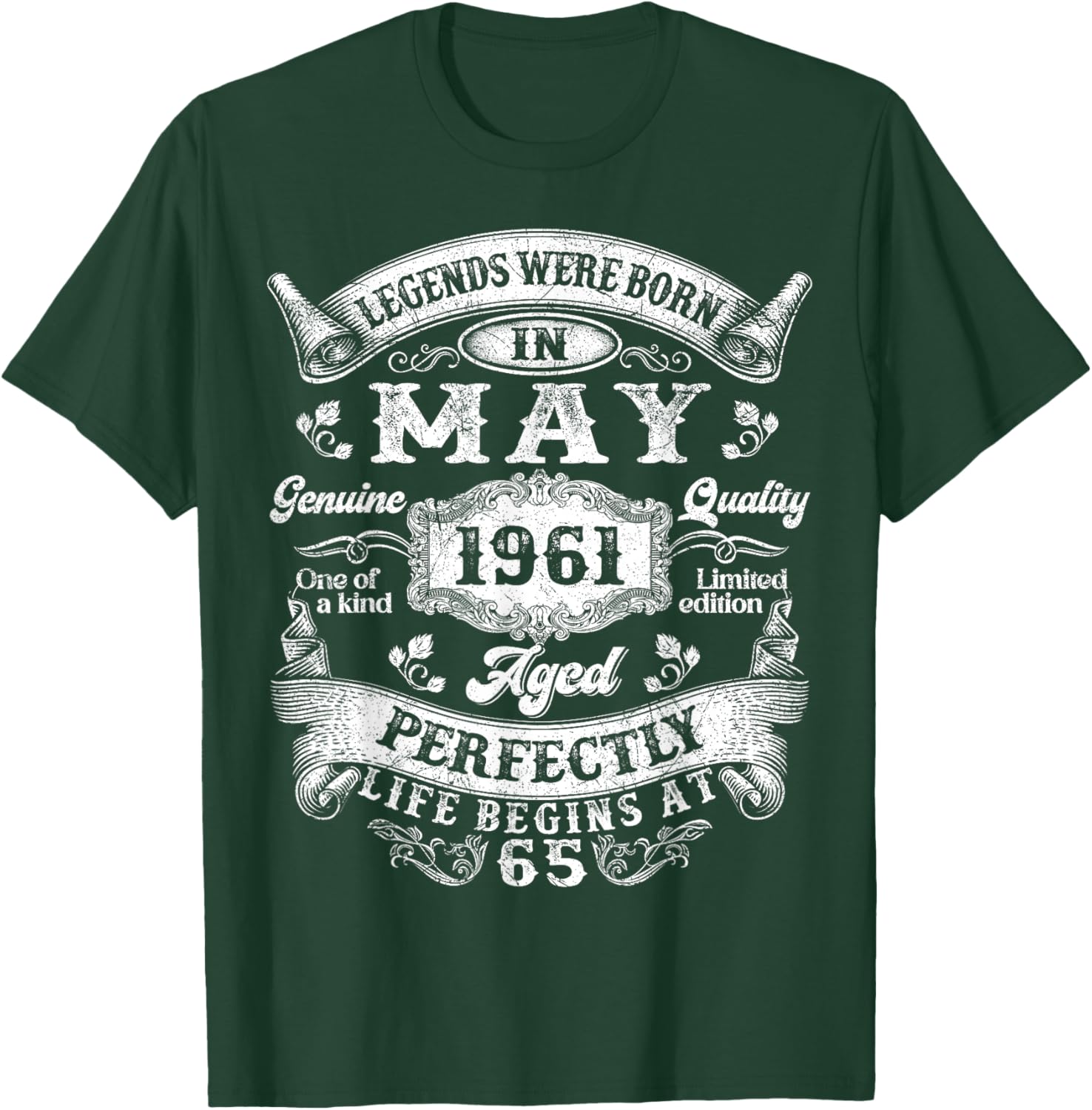 Legends were Born in May 1961 Vintage 65th Birthday T-Shirt - T-Shirt | Forest