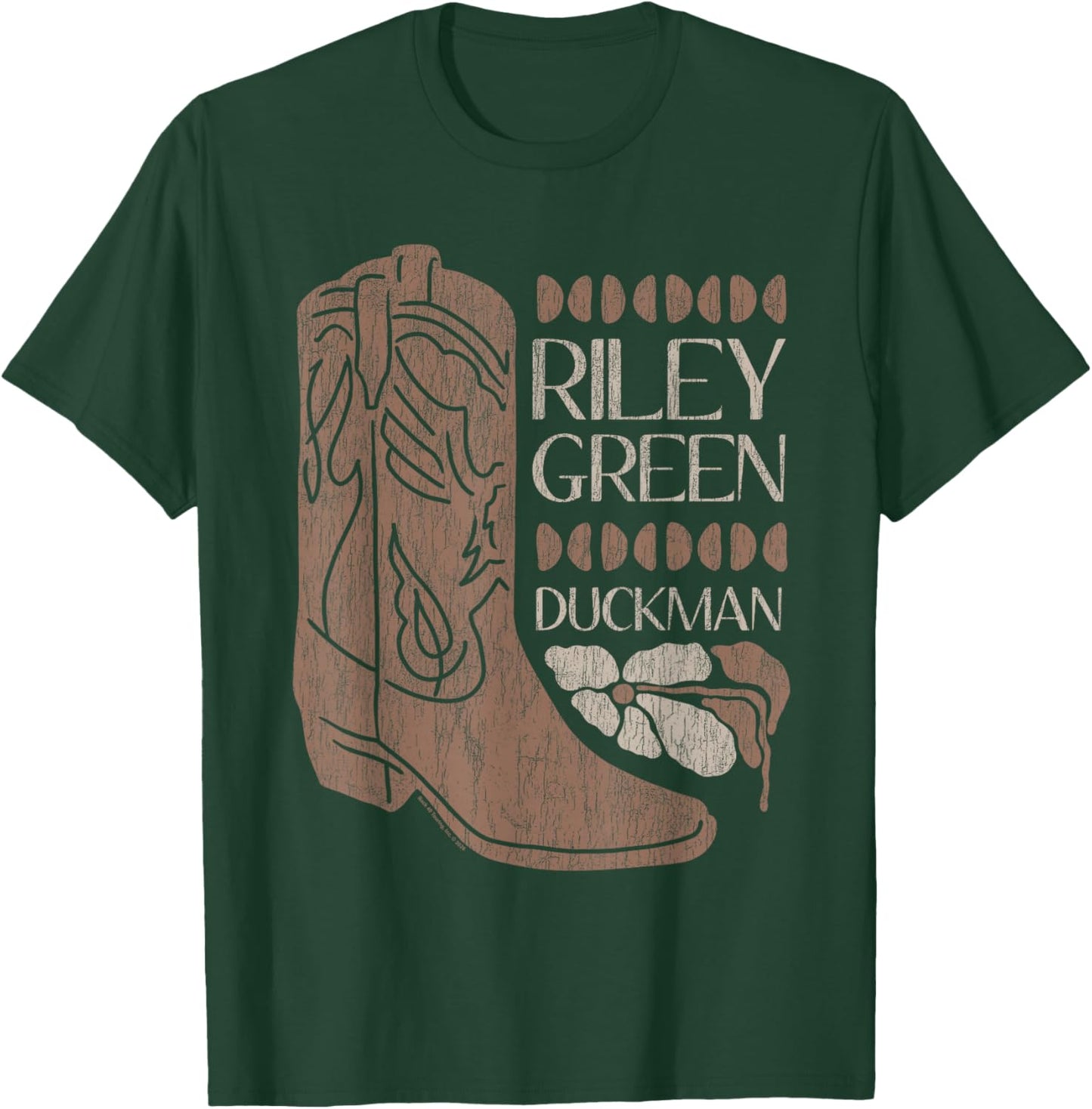 Riley Green Cowboy Boot and Flower Country Music T-Shirt - T-Shirt | Forest