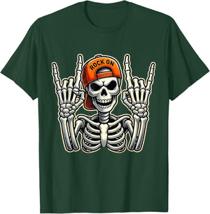 Cool Skeleton Rocker Skater Cap Halloween Punk Rock T-Shirt - T-Shirt | Forest