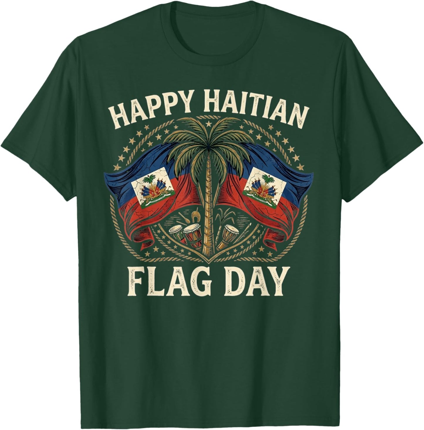 Happy Haitian Flag Day Traditional Haiti Pride Roots T-Shirt - T-Shirt | Forest