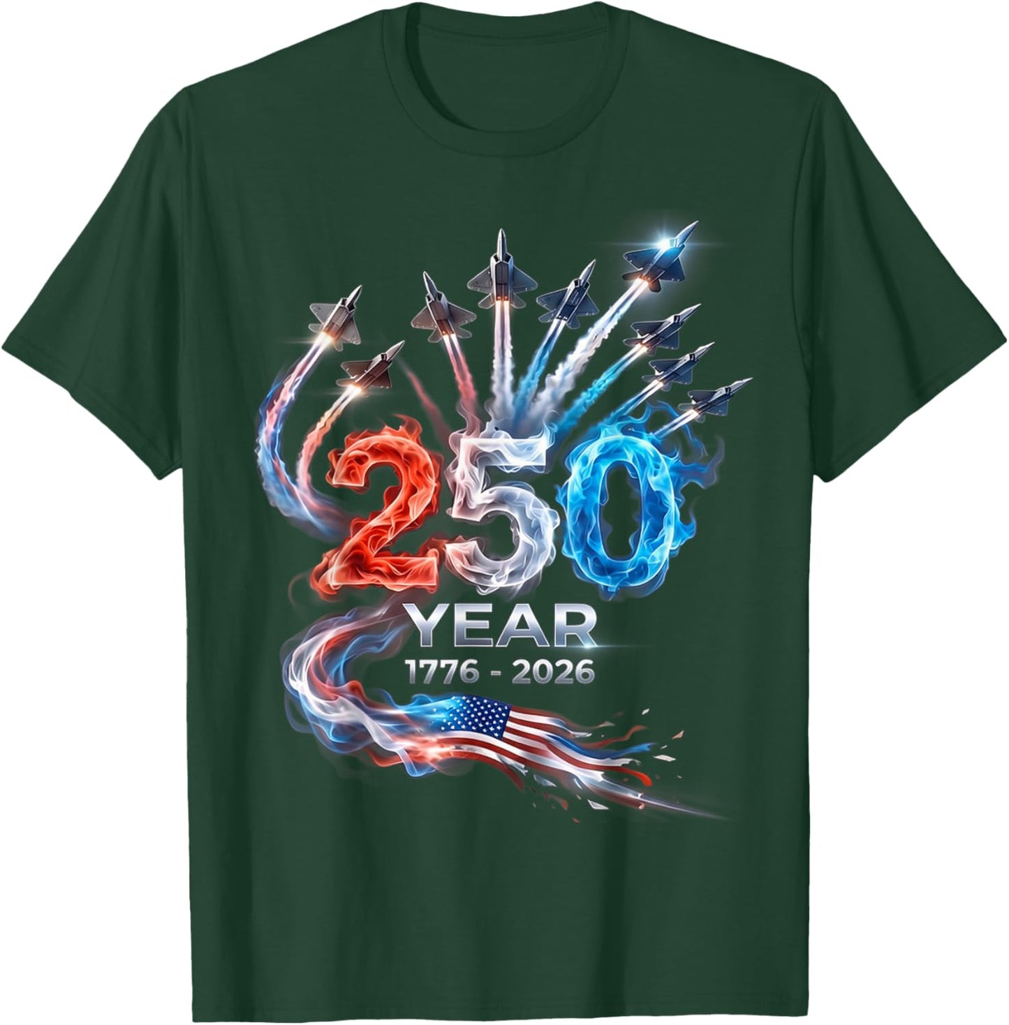 250th Anniversary USA Patriotic 250 Years American 4th July T-Shirt - T-Shirt | Forest