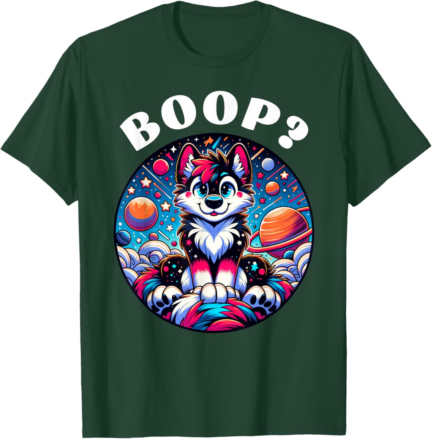 Boop? Cute Furry Fandom Convention Pride Wolf Furries T-Shirt - T-Shirt | Forest