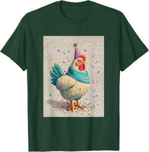 Chicken Birthday Confetti Retro Pop Art T-Shirt - T-Shirt | Forest