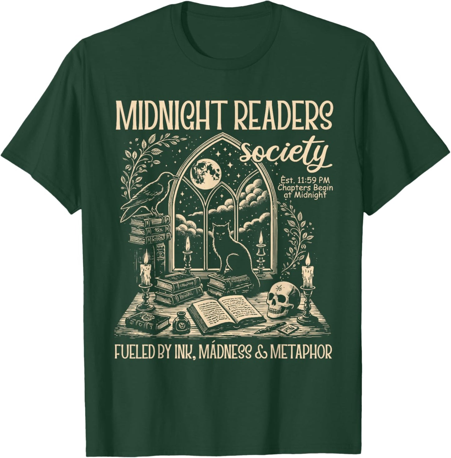 Dark Romance Book Lover Midnight Reading Readers Society T-Shirt - T-Shirt | Forest