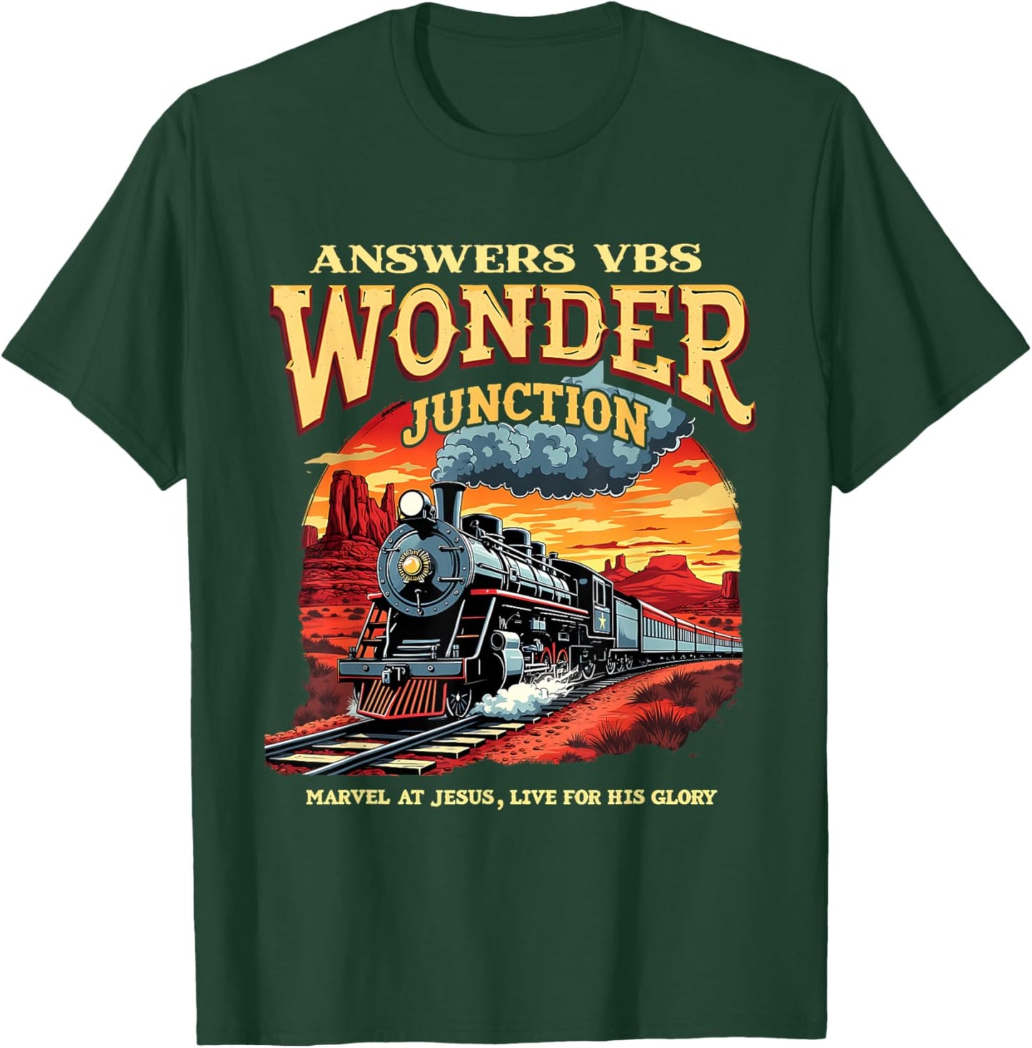 Answers VBS Wonder Junction Christian Train Theme Graphic T-Shirt - T-Shirt | Forest