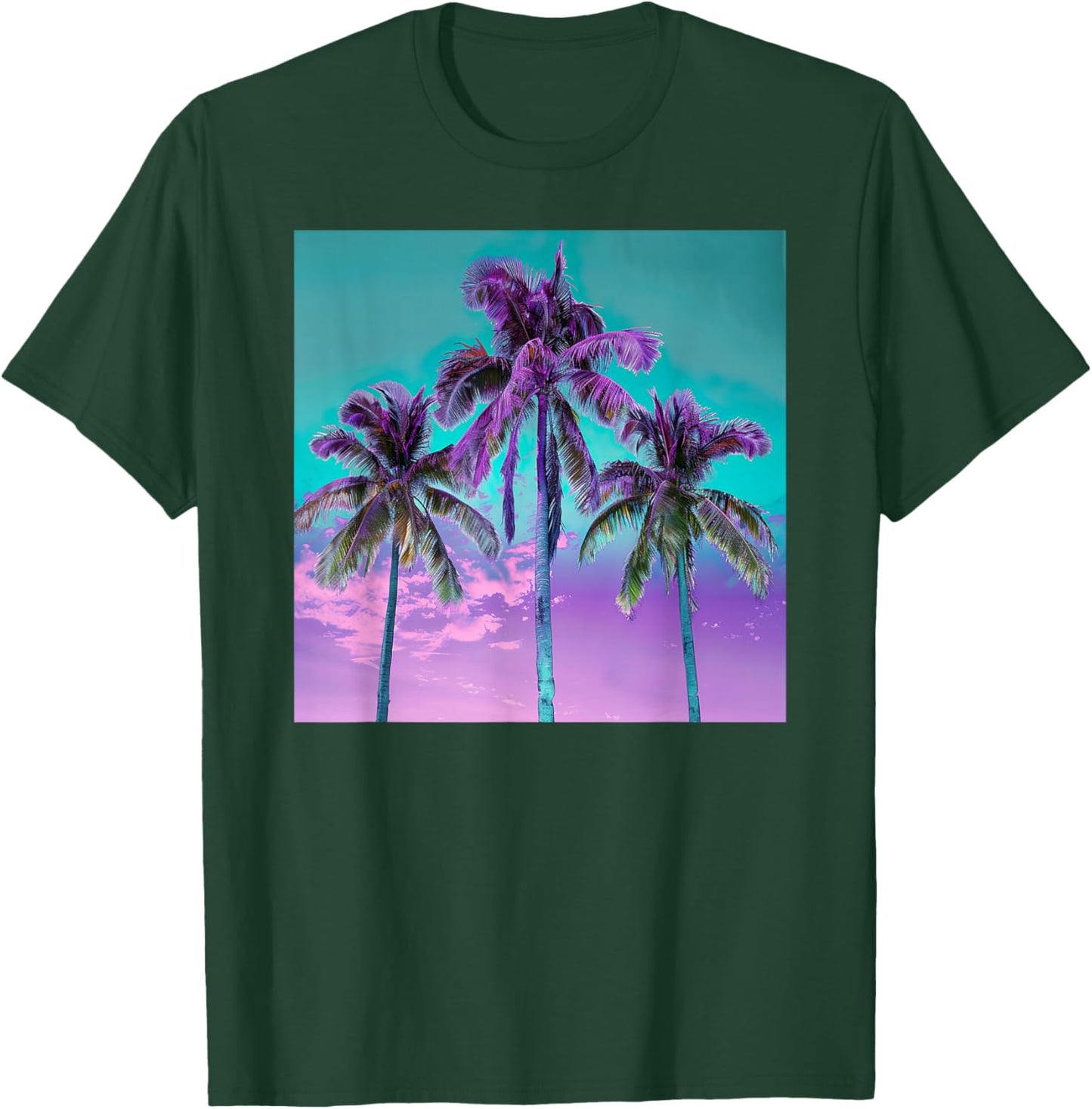 Palm Tree Tropical Teal Turquoise Purple T-Shirt - T-Shirt | Forest