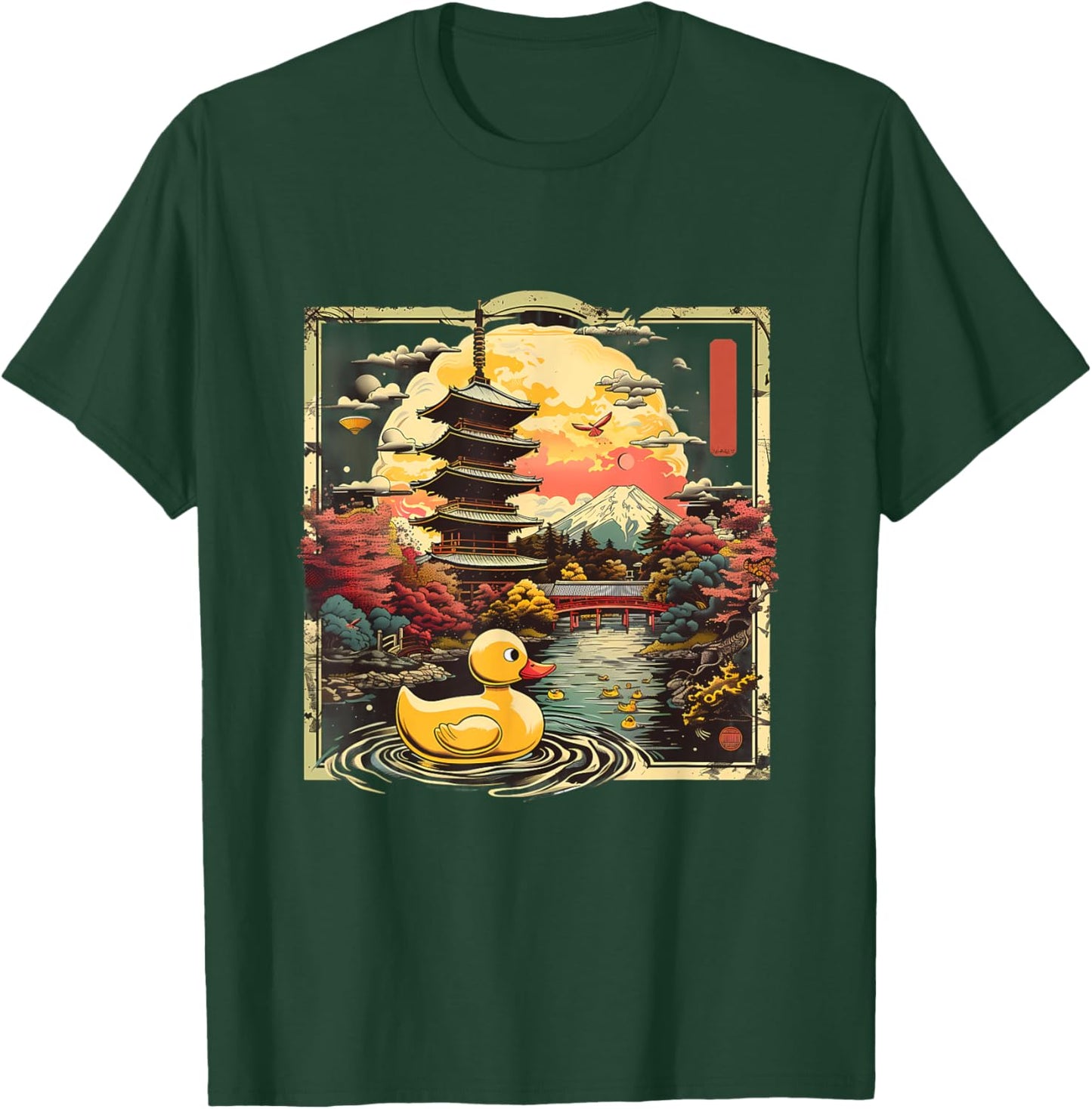 Rubber Duck Pagoda Temple Japanese Garden Rubber Duckie T-Shirt - T-Shirt | Forest