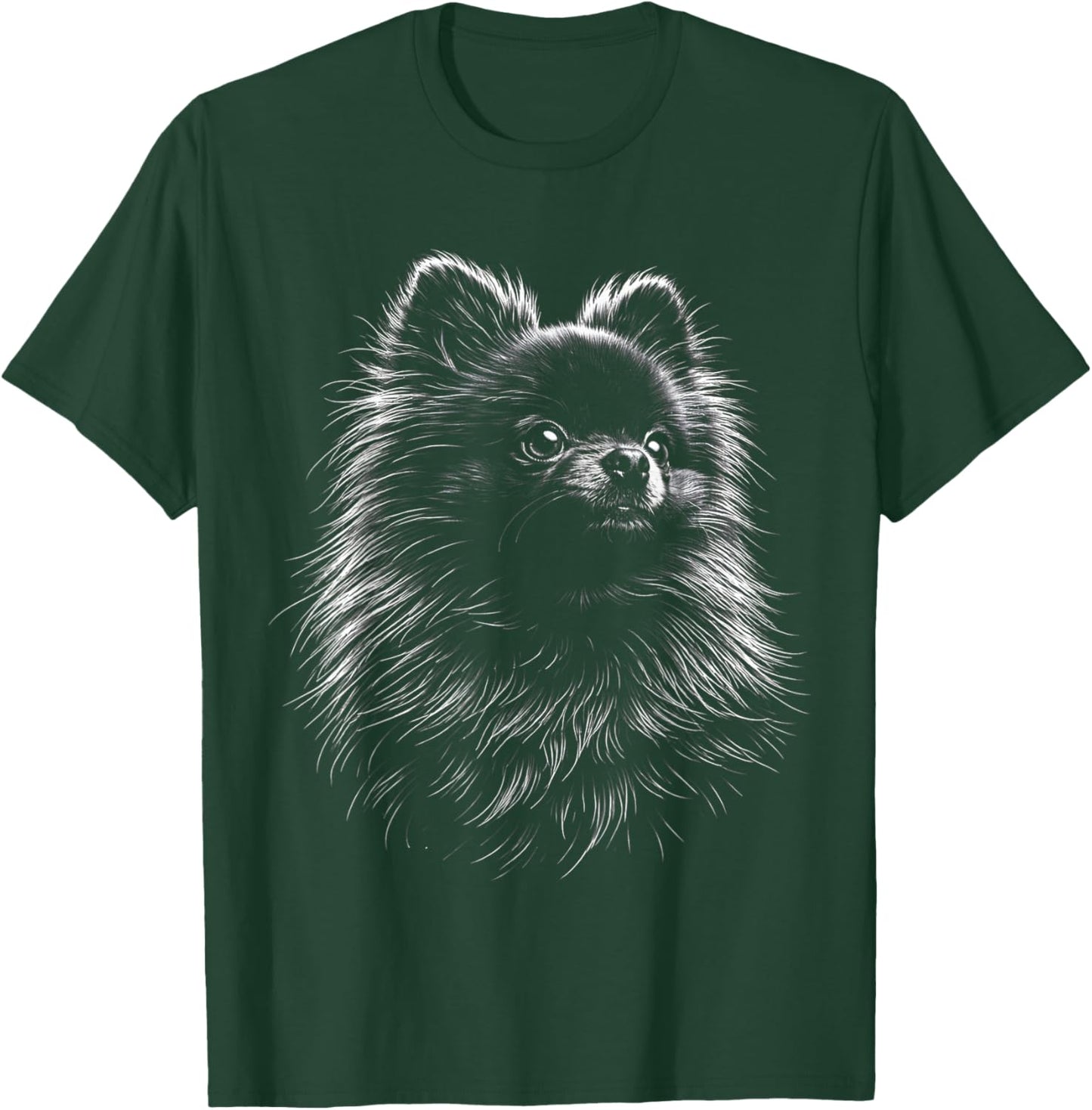 Retro Pomeranian Silhouette Dog Lover Graphic T-Shirt - T-Shirt | Forest