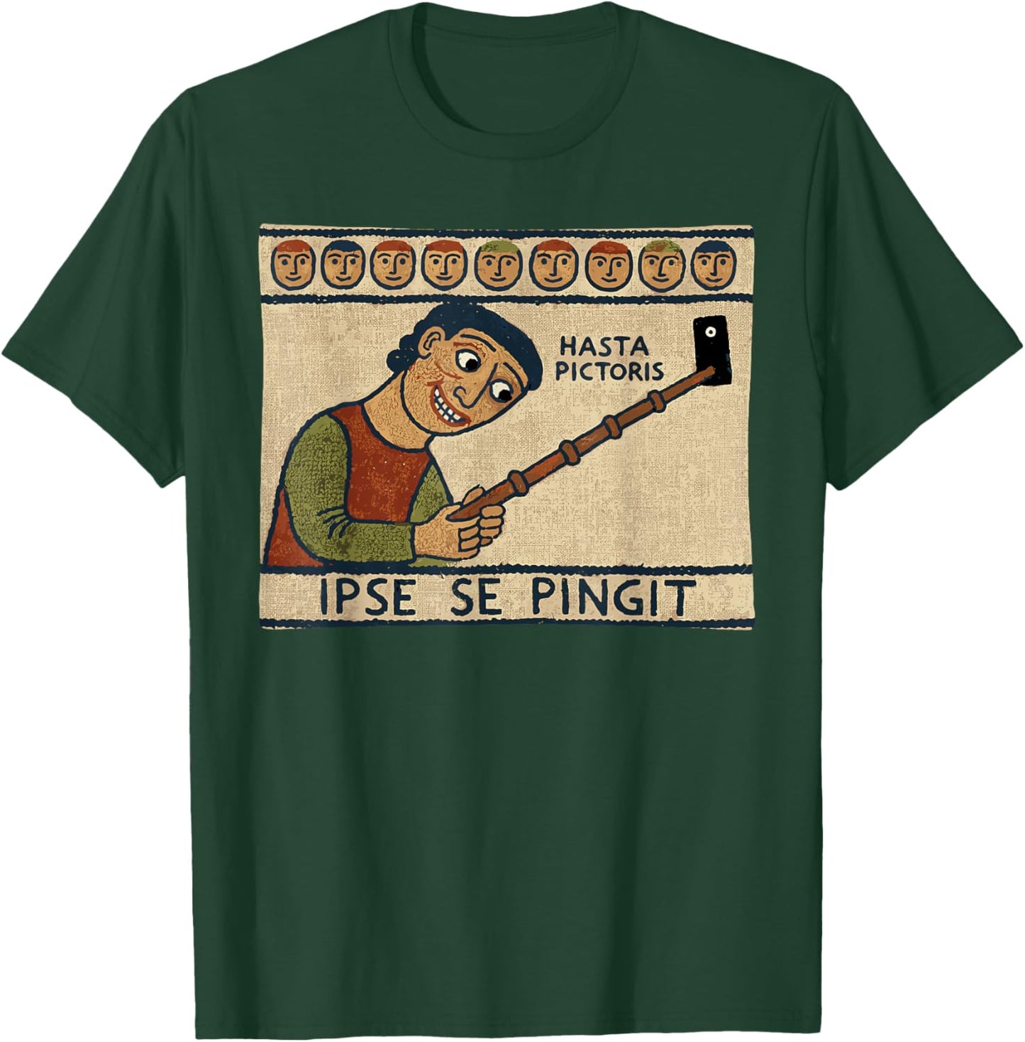 Latin Scholar Selfie Stick Funny Medieval Tapestry T-Shirt - T-Shirt | Forest