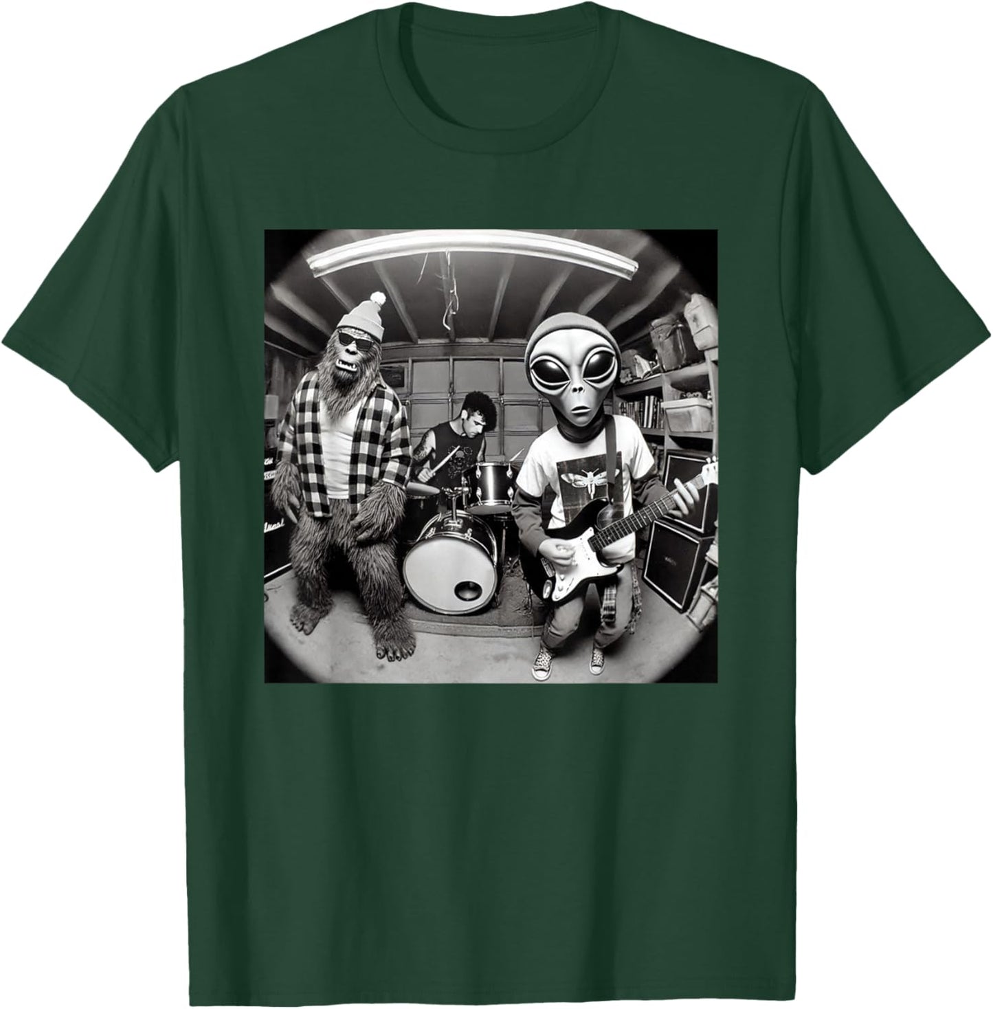 Garage Band Funny Bigfoot Alien 90s Grunge Rock Sasquatch T-Shirt - T-Shirt | Forest