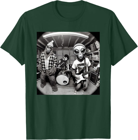 Garage Band Funny Bigfoot Alien 90s Grunge Rock Sasquatch T-Shirt - T-Shirt | Forest