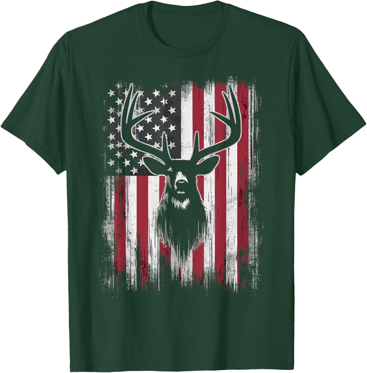 Deer Hunting American Flag T-Shirt - T-Shirt | Forest