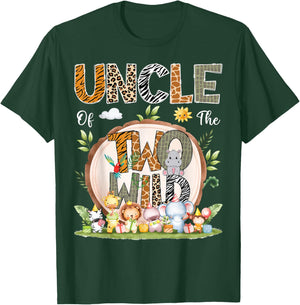 Uncle Of The Two Wild Animal Safari 2Nd Birthday Party T-Shirt - T-Shirt | Forest