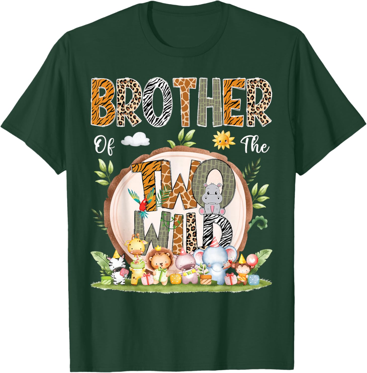 Brother Of The Two Wild Animal Safari 2Nd Birthday Party T-Shirt - T-Shirt | Forest