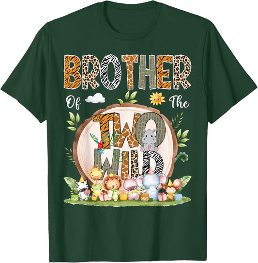 Brother Of The Two Wild Animal Safari 2Nd Birthday Party T-Shirt - T-Shirt | Forest