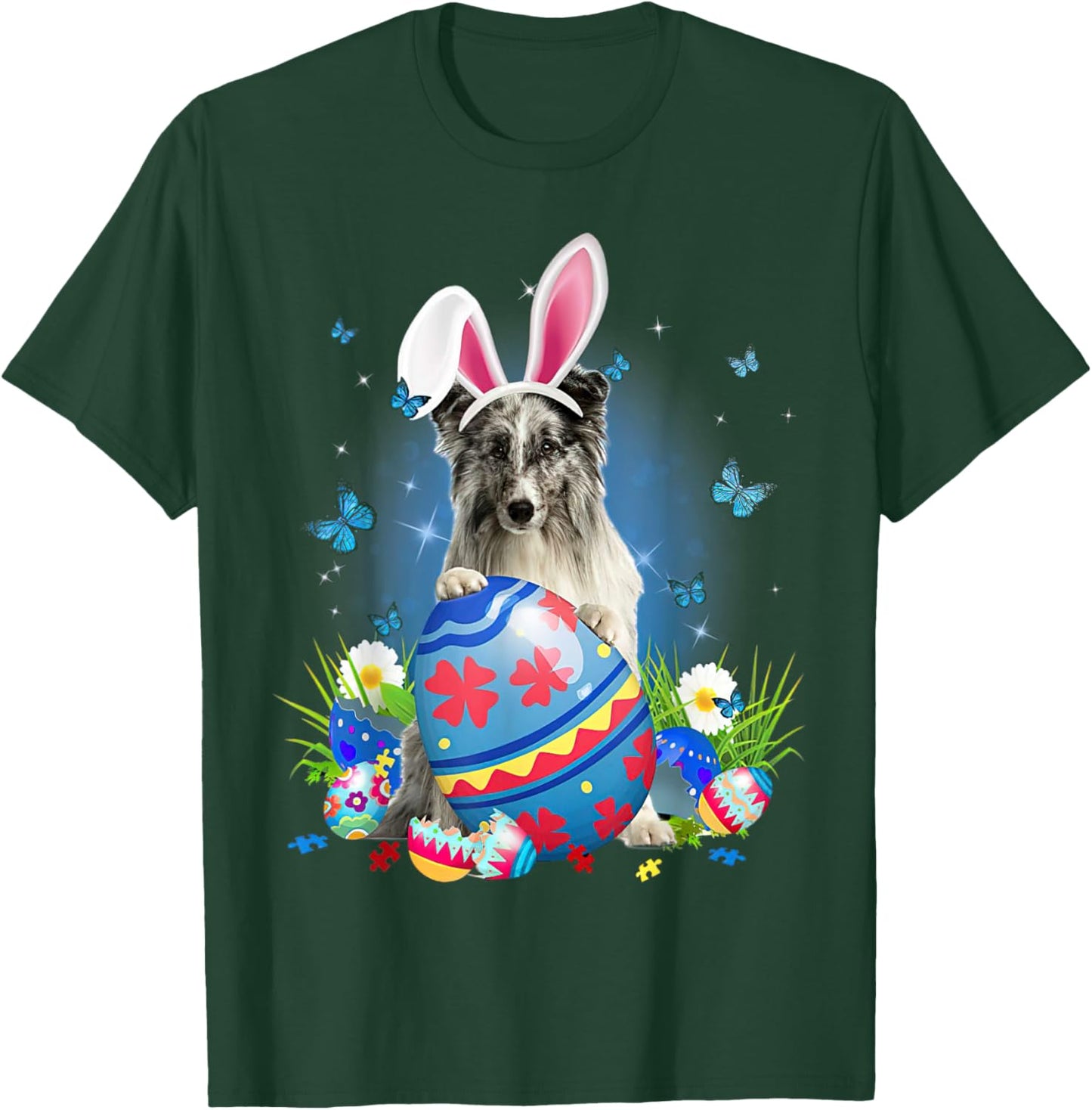 Easter Cute Shetland Sheepdog Dog Lover Bunny Eggs Easter T-Shirt - T-Shirt | Forest