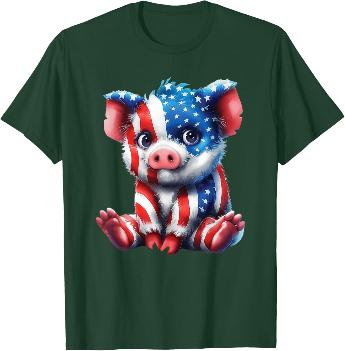 Red White and Blue Baby Pig T Shirt T-Shirt - T-Shirt | Forest