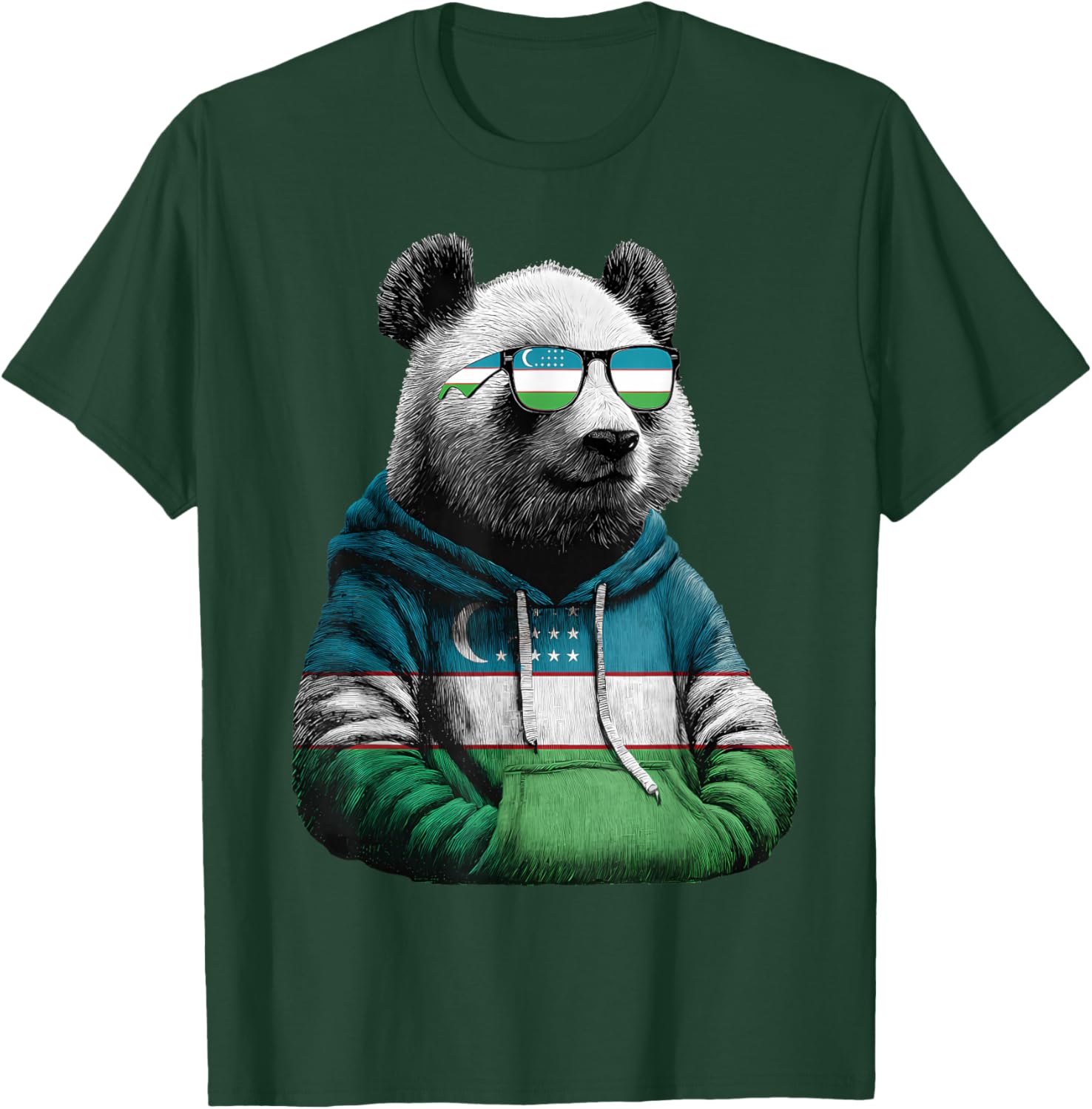 Uzbekistan Flag Panda Uzbek Roots T-Shirt - T-Shirt | Forest