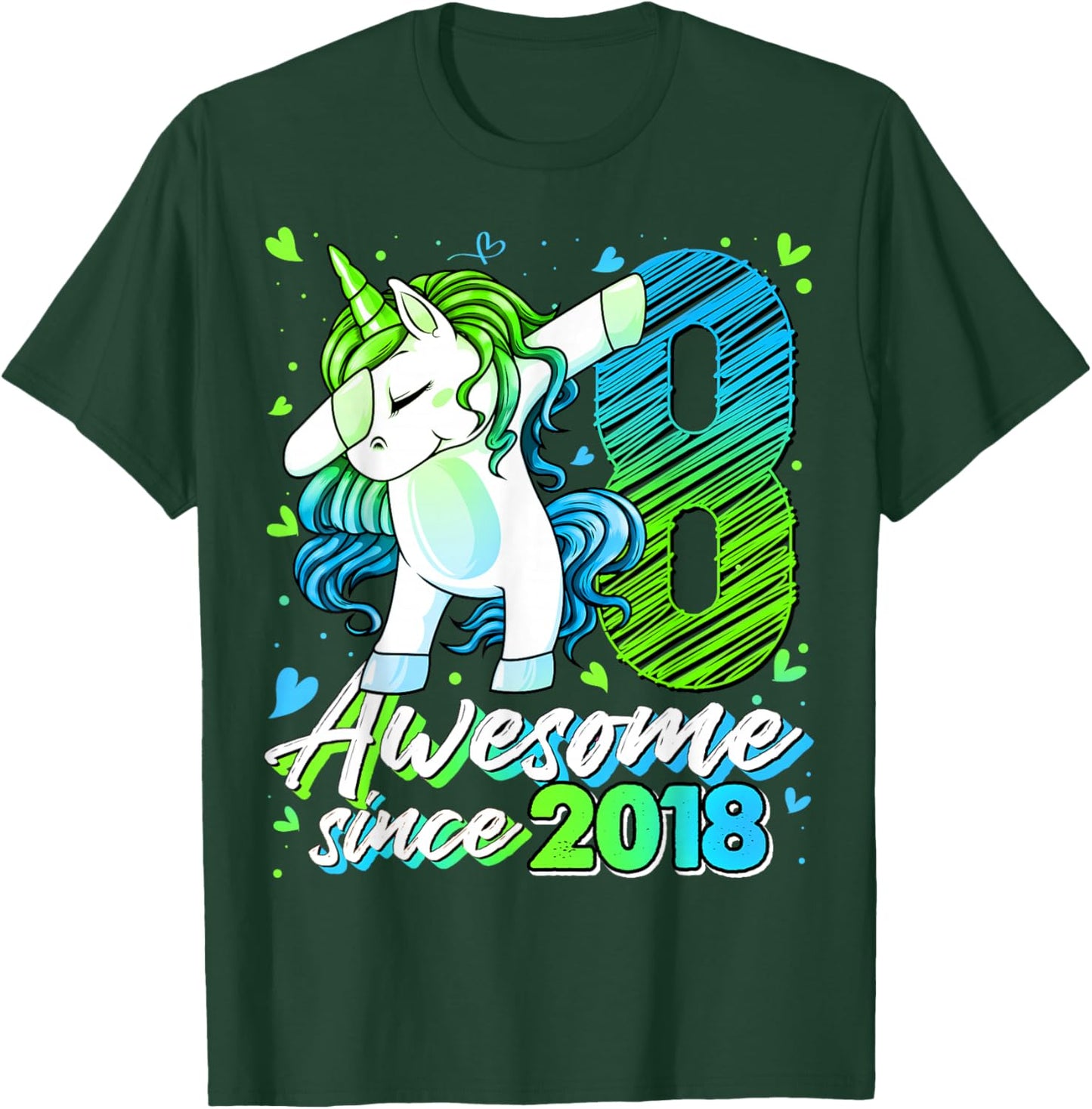 8th Birthday Shirt Girl 8 Year Old Gifts 8 Birthday Girl T-Shirt - T-Shirt | Forest