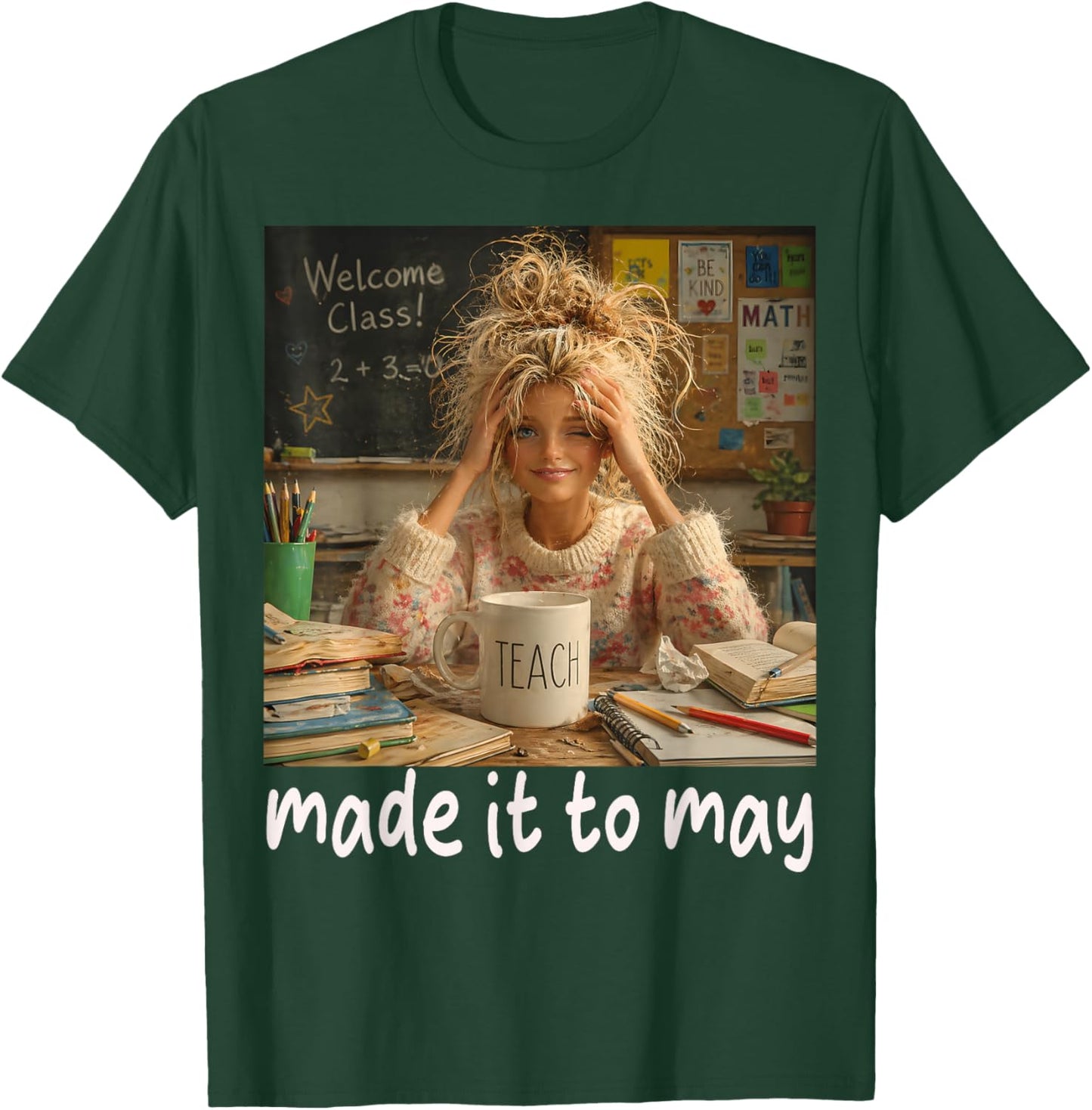 Vintage Made It to May Teacher Girls Meme Last Day of School T-Shirt - T-Shirt | Forest