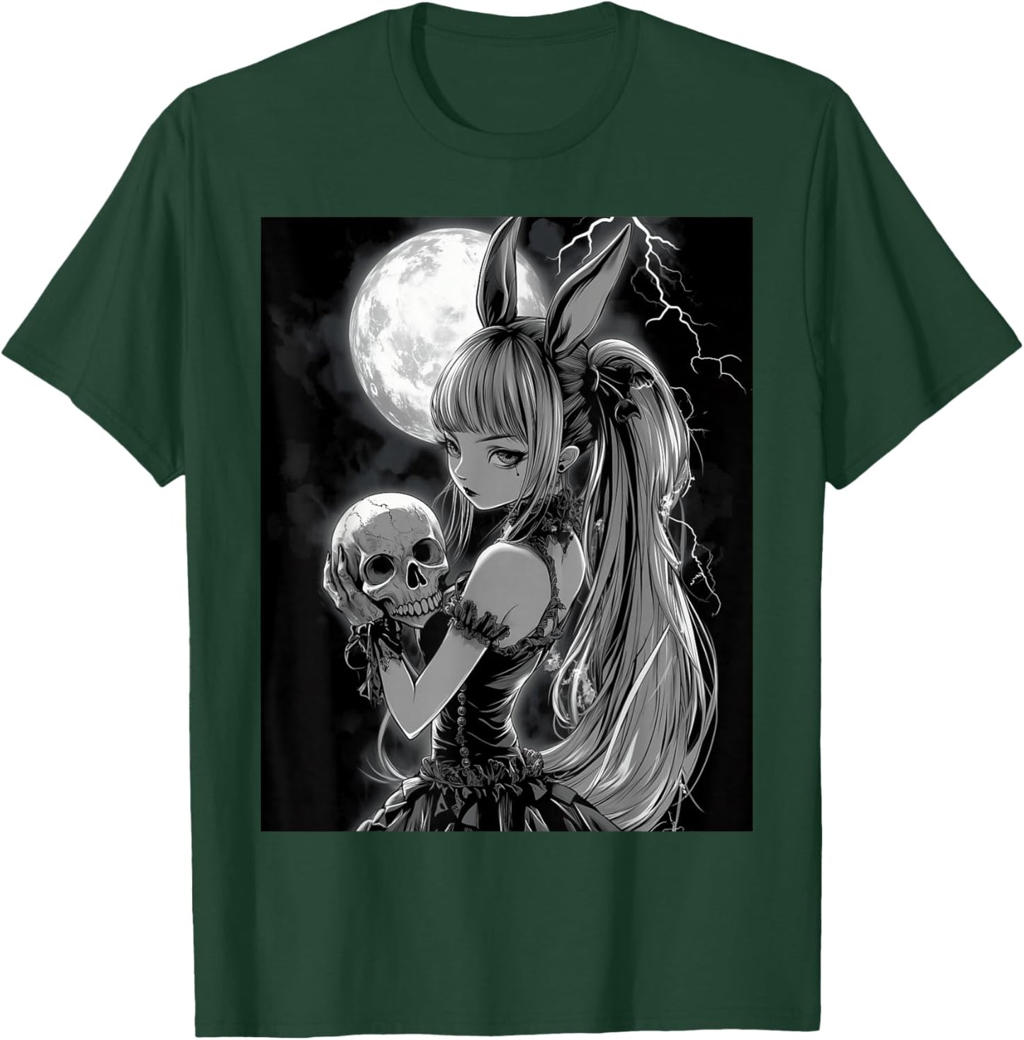 Anime Girl Bunny Skull Goth Women Skull Gothic Anime Bunny T-Shirt - T-Shirt | Forest