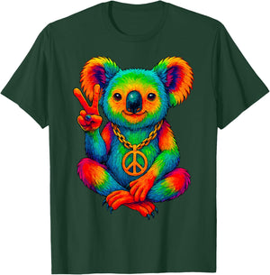 Tie-Dye Koala Peace Sign Hippo T-Shirt - T-Shirt | Forest