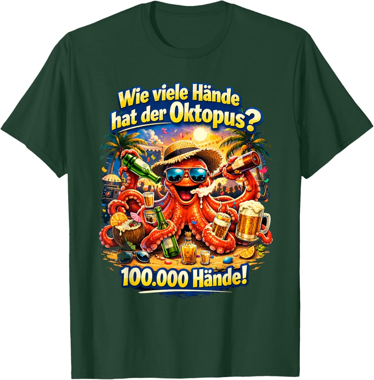 How many hands has the octopus? Funny party and celebration T-Shirt - T-Shirt | Forest